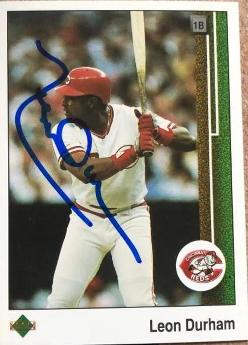 Leon Durham Signed 1989 Upper Deck Baseball Card - Cincinnati Reds