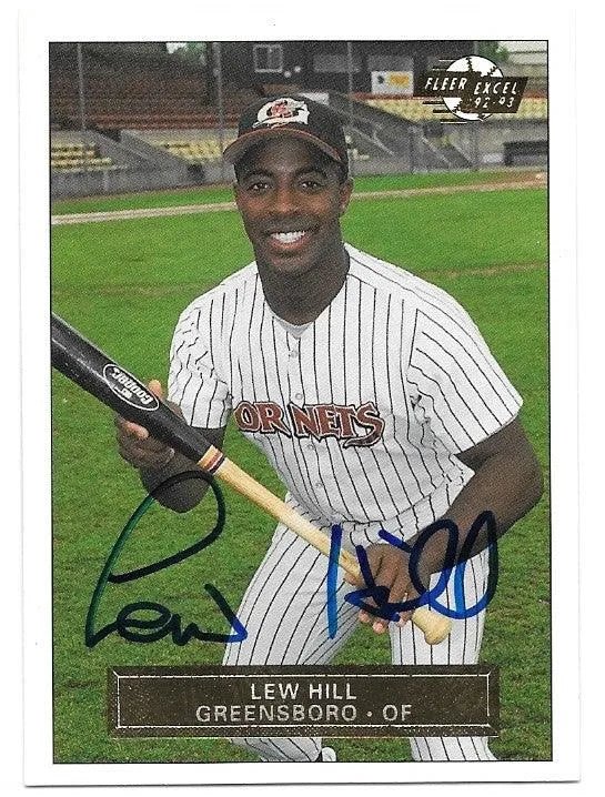 Lew Hill Signed 1992-93 Fleer Excel Baseball Card - Greensboro Hornets