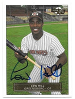 Lew Hill Signed 1992-93 Fleer Excel Baseball Card - Greensboro Hornets