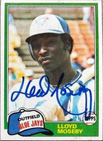 Lloyd Moseby Signed 1981 Topps Baseball Card - Toronto Blue Jays