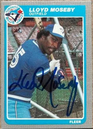 Lloyd Moseby Signed 1985 Fleer Baseball Card - Toronto Blue Jays #115