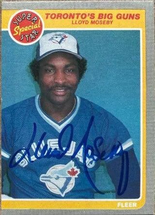 Lloyd Moseby Signed 1985 Fleer Baseball Card - Toronto Blue Jays #636