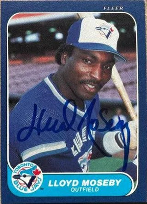 Lloyd Moseby Signed 1986 Fleer Baseball Card - Toronto Blue Jays