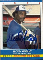 Lloyd Moseby Signed 1987 Fleer Record Setters Baseball Card - Toronto Blue Jays