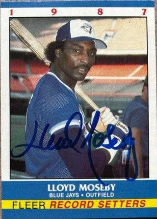 Lloyd Moseby Signed 1987 Fleer Record Setters Baseball Card - Toronto Blue Jays