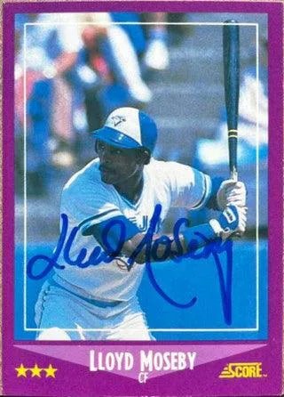 Lloyd Moseby Signed 1988 Score Baseball Card - Toronto Blue Jays