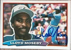 Lloyd Moseby Signed 1988 Topps Big Baseball Card - Toronto Blue Jays