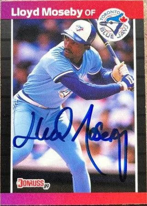 Lloyd Moseby Signed 1989 Donruss Baseball Card - Toronto Blue Jays