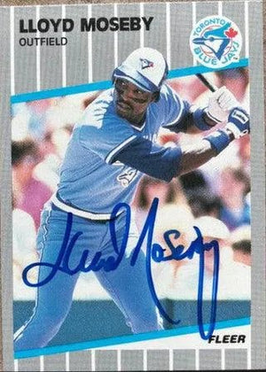 Lloyd Moseby Signed 1989 Fleer Baseball Card - Toronto Blue Jays