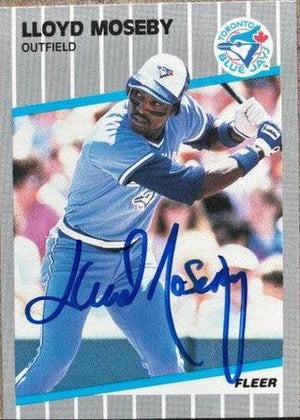 Lloyd Moseby Signed 1989 Fleer Baseball Card - Toronto Blue Jays - PastPros