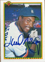 Lloyd Moseby Signed 1990 Bowman Baseball Card - Detroit Tigers - PastPros