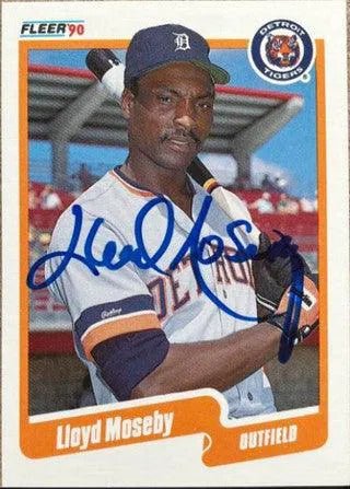 Lloyd Moseby Signed 1990 Fleer Update Baseball Card - Detroit Tigers