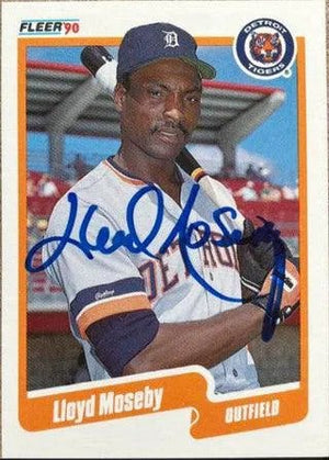 Lloyd Moseby Signed 1990 Fleer Update Baseball Card - Detroit Tigers