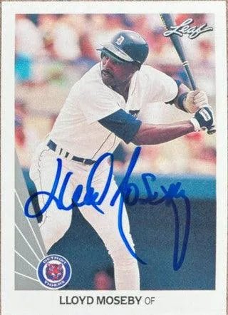 Lloyd Moseby Signed 1990 Leaf Baseball Card - Detroit Tigers