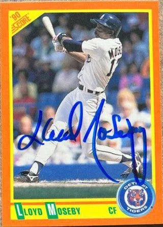 Lloyd Moseby Signed 1990 Score Rookie/Traded Baseball Card - Detroit Tigers