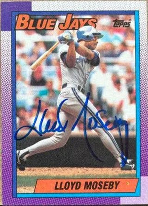 Lloyd Moseby Signed 1990 Topps Baseball Card - Toronto Blue Jays