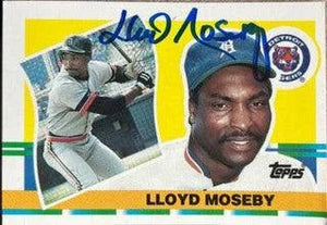 Lloyd Moseby Signed 1990 Topps Big Baseball Card - Detroit Tigers