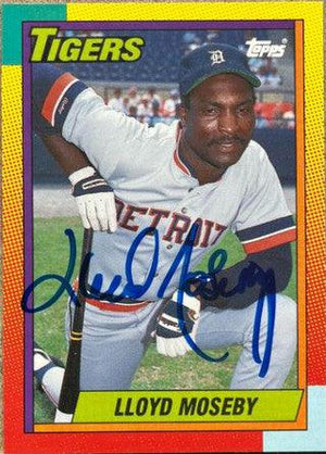 Lloyd Moseby Signed 1990 Topps Traded Baseball Card - Detroit Tigers - PastPros