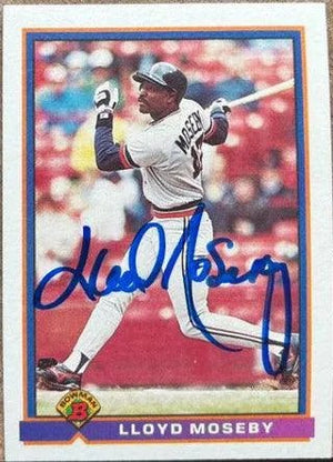Lloyd Moseby Signed 1991 Bowman Baseball Card - Detroit Tigers