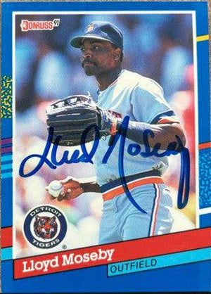 Lloyd Moseby Signed 1991 Donruss Baseball Card - Detroit Tigers - PastPros