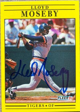 Lloyd Moseby Signed 1991 Fleer Baseball Card - Detroit Tigers - PastPros