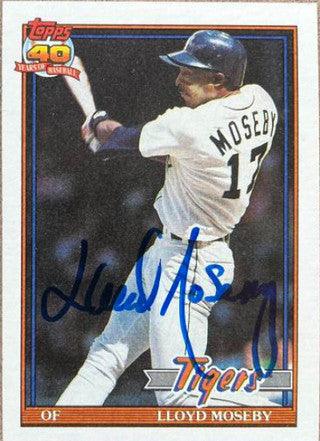 Lloyd Moseby Signed 1991 Topps Baseball Card - Detroit Tigers - PastPros