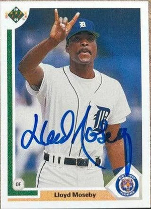 Lloyd Moseby Signed 1991 Upper Deck Baseball Card - Detroit Tigers