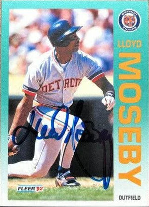 Lloyd Moseby Signed 1992 Fleer Baseball Card - Detroit Tigers