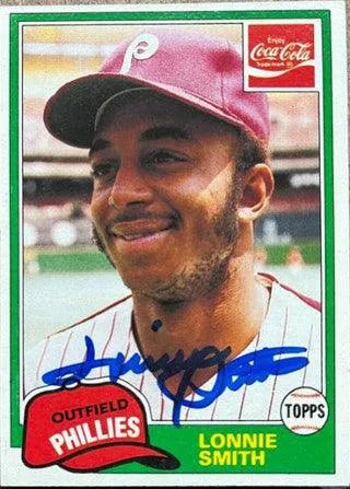 Lonnie Smith Signed 1981 Topps Coca-Cola Baseball Card - Philadelphia Phillies