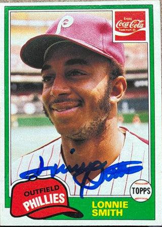 Lonnie Smith Signed 1981 Topps Coca-Cola Baseball Card - Philadelphia Phillies - PastPros