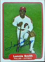 Lonnie Smith Signed 1982 Fleer Baseball Card - Philadelphia Phillies