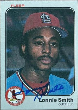 Lonnie Smith Signed 1983 Fleer Baseball Card - St Louis Cardinals - PastPros