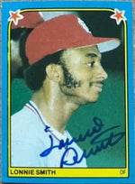 Lonnie Smith Signed 1983 Fleer Stickers Baseball Card - St Louis Cardinals