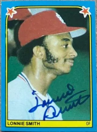 Lonnie Smith Signed 1983 Fleer Stickers Baseball Card - St Louis Cardinals
