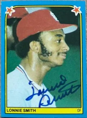 Lonnie Smith Signed 1983 Fleer Stickers Baseball Card - St Louis Cardinals