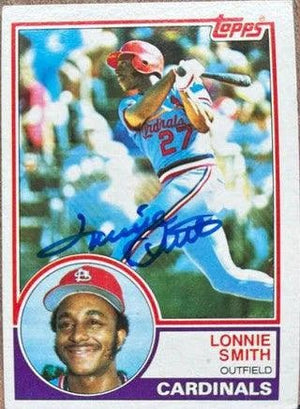Lonnie Smith Signed 1983 Topps Baseball Card - St Louis Cardinals