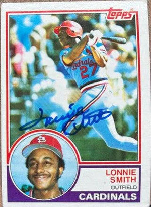 Lonnie Smith Signed 1983 Topps Baseball Card - St Louis Cardinals - PastPros