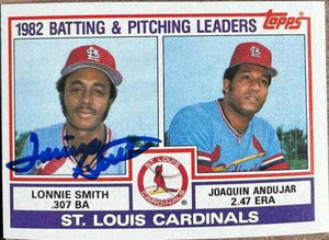 Lonnie Smith Signed 1983 Topps Leaders Baseball Card - St Louis Cardinals