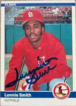 Lonnie Smith Signed 1984 Fleer Baseball Card - St Louis Cardinals