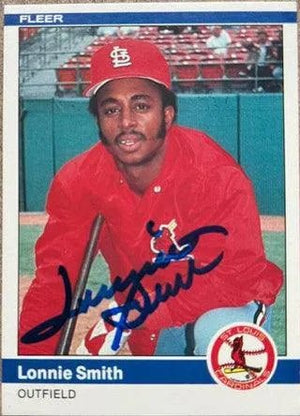 Lonnie Smith Signed 1984 Fleer Baseball Card - St Louis Cardinals