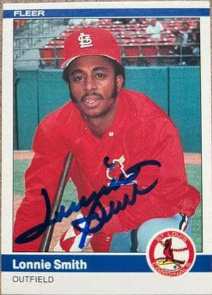 Lonnie Smith Signed 1984 Fleer Baseball Card - St Louis Cardinals - PastPros