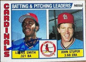 Lonnie Smith Signed 1984 Nestle Leaders Baseball Card - St Louis Cardinals