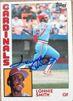 Lonnie Smith Signed 1984 Topps Baseball Card - St Louis Cardinals