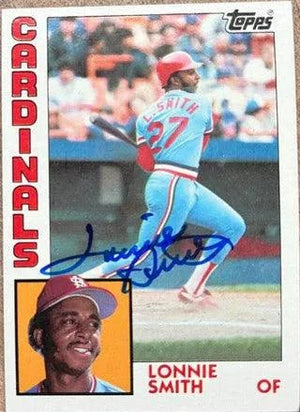 Lonnie Smith Signed 1984 Topps Baseball Card - St Louis Cardinals
