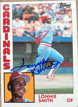 Lonnie Smith Signed 1984 Topps Baseball Card - St Louis Cardinals - PastPros
