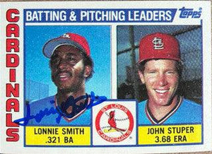 Lonnie Smith Signed 1984 Topps Leaders Baseball Card - St Louis Cardinals - PastPros