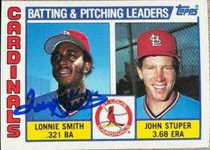 Lonnie Smith Signed 1984 Topps Tiffany Leaders Baseball Card - St Louis Cardinals