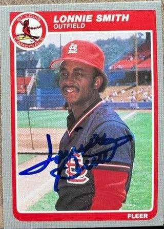 Lonnie Smith Signed 1985 Fleer Baseball Card - St Louis Cardinals