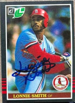Lonnie Smith Signed 1985 Leaf Baseball Card - St Louis Cardinals
