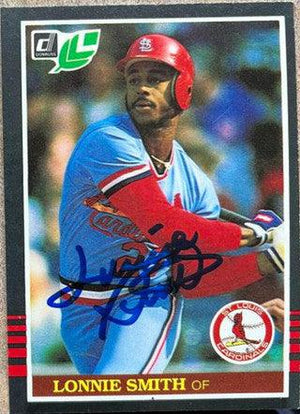 Lonnie Smith Signed 1985 Leaf Baseball Card - St Louis Cardinals - PastPros